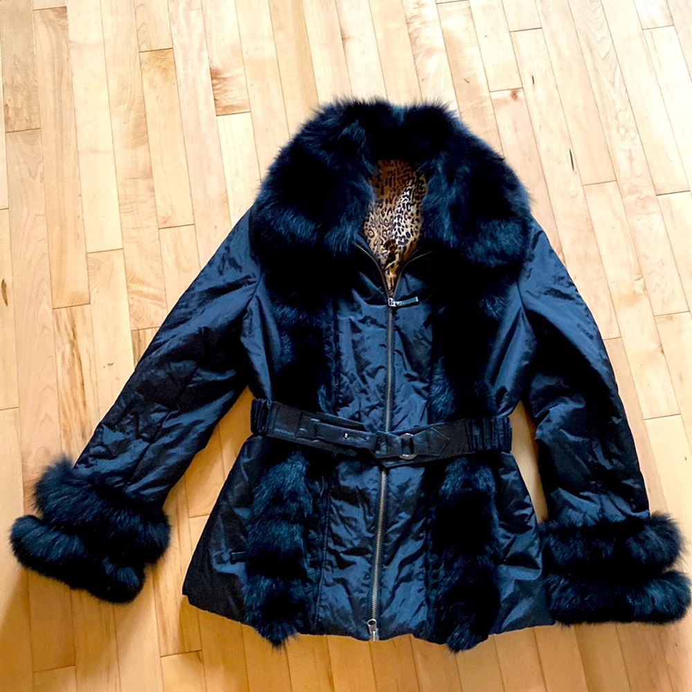 Winter coat with real fur trim